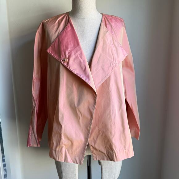 Lafayette 148 Silk Iridescent Cropped Jacket Peach Pink Women’s Medium
